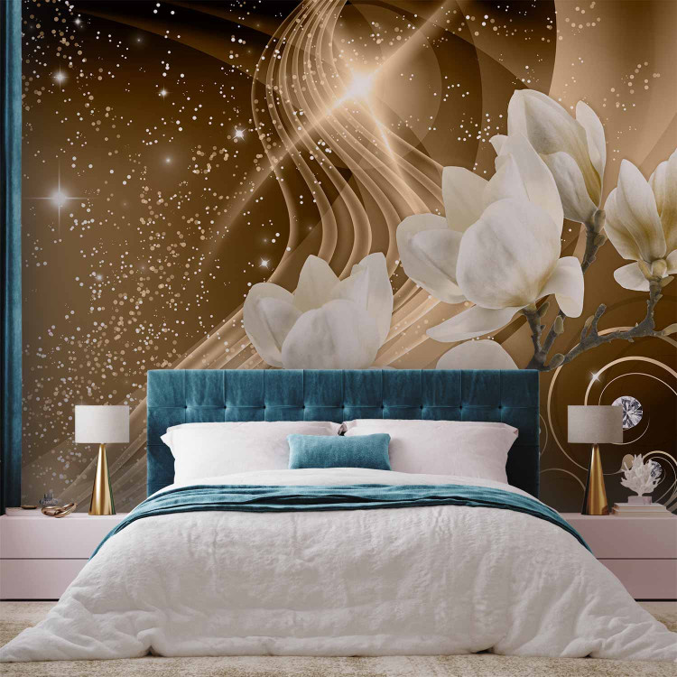 Wall Mural Golden milky way - orchids on a background with crystals and sparkle effect 62330 additionalImage 2