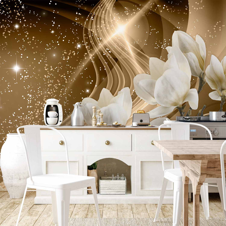 Wall Mural Golden milky way - orchids on a background with crystals and sparkle effect 62330 additionalImage 6