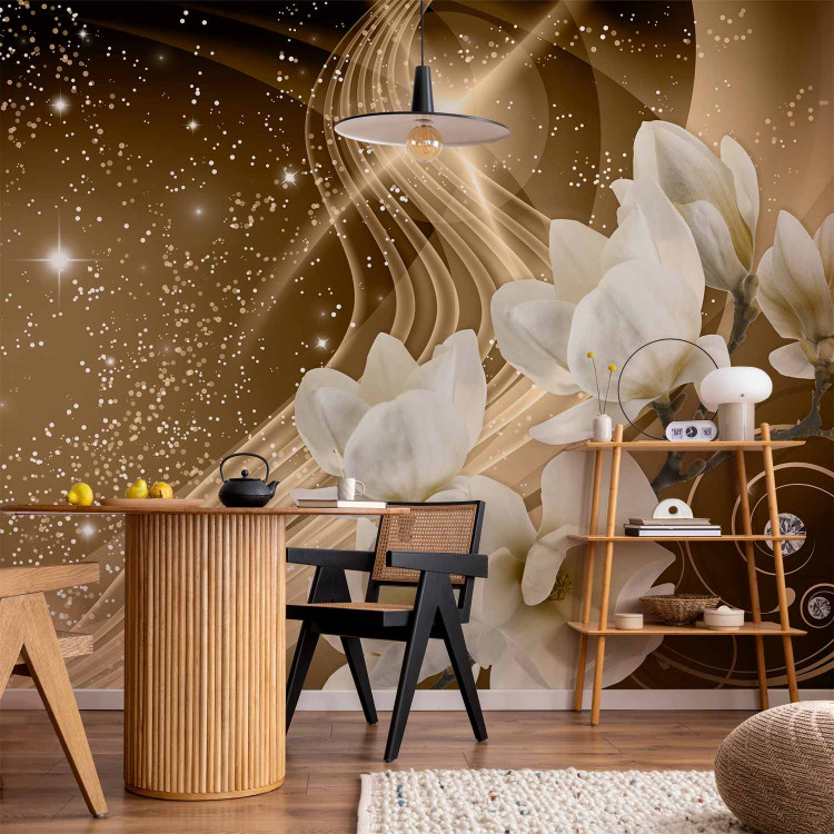Wall Mural Golden milky way - orchids on a background with crystals and sparkle effect 62330 additionalImage 4