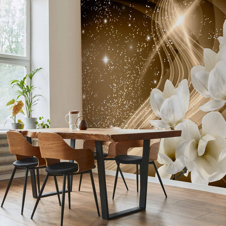 Wall Mural Golden milky way - orchids on a background with crystals and sparkle effect 62330 additionalImage 7