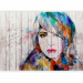 Photo Wallpaper Portrait of a woman's face - coloured watercolour on white wood and text 64530 additionalThumb 5