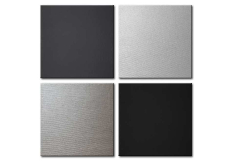 Canvas Dark Quartet (4-piece) - Gray Industrial-style Abstraction 93930