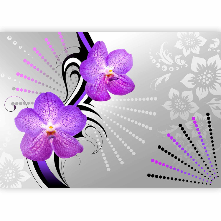 Wall Mural Purple orchids - abstract flower motif with patterns and designs 97330 additionalImage 5