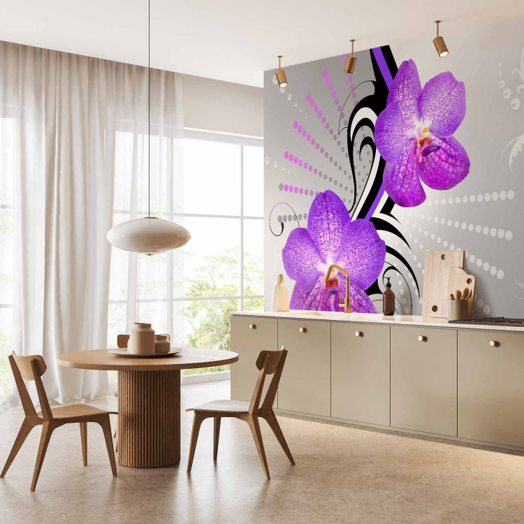 Wall Mural Purple orchids - abstract flower motif with patterns and designs 97330 additionalImage 7