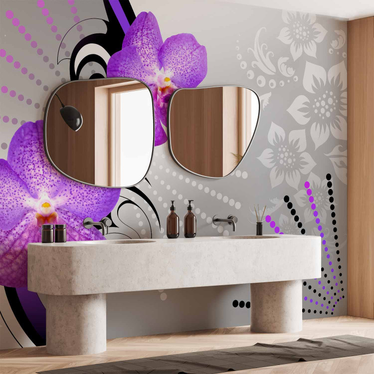 Wall Mural Purple orchids - abstract flower motif with patterns and designs 97330 additionalImage 8