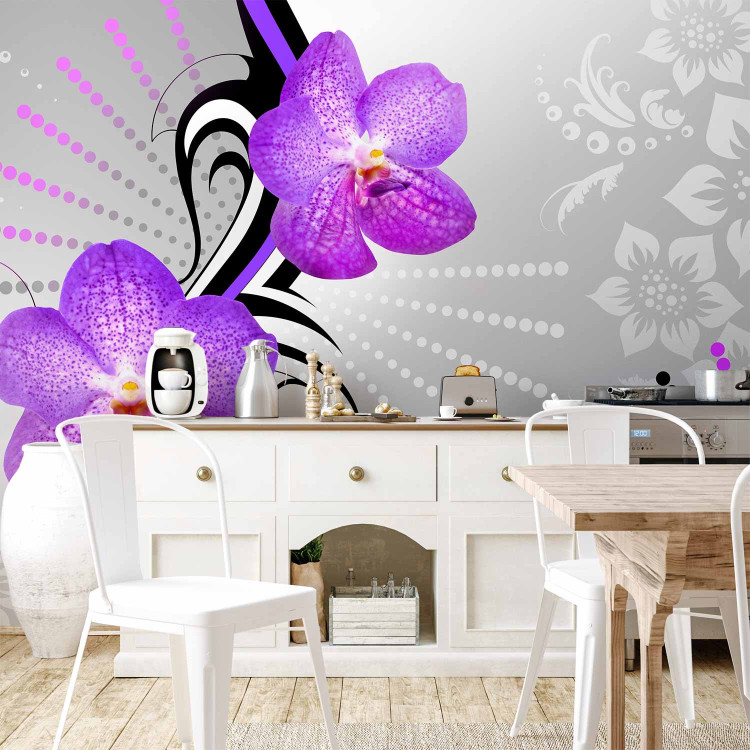 Wall Mural Purple orchids - abstract flower motif with patterns and designs 97330 additionalImage 6