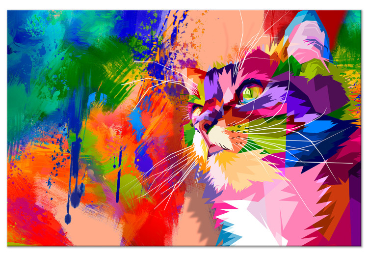 Canvas Print Colourful Cat (1 Part) Wide 108240