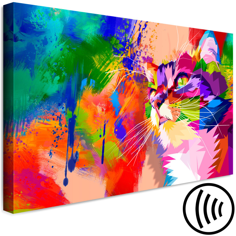 Canvas Print Colourful Cat (1 Part) Wide 108240 additionalImage 6