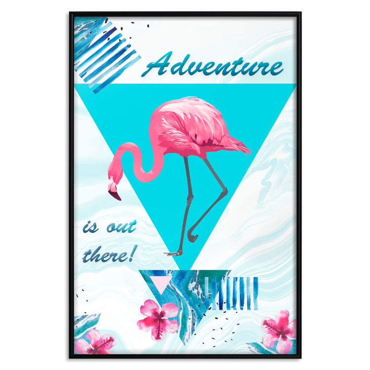 Wall Poster Adventure is out there! - geometric abstraction with a pink bird 114440 additionalImage 18