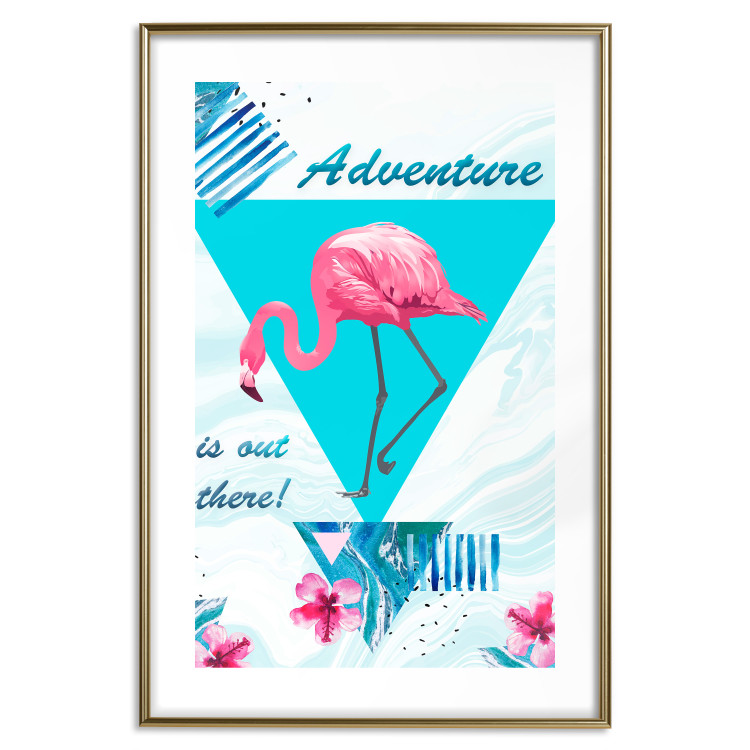 Wall Poster Adventure is out there! - geometric abstraction with a pink bird 114440 additionalImage 14