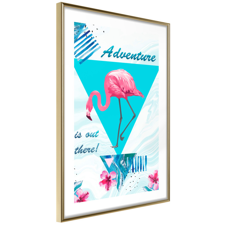 Wall Poster Adventure is out there! - geometric abstraction with a pink bird 114440 additionalImage 8