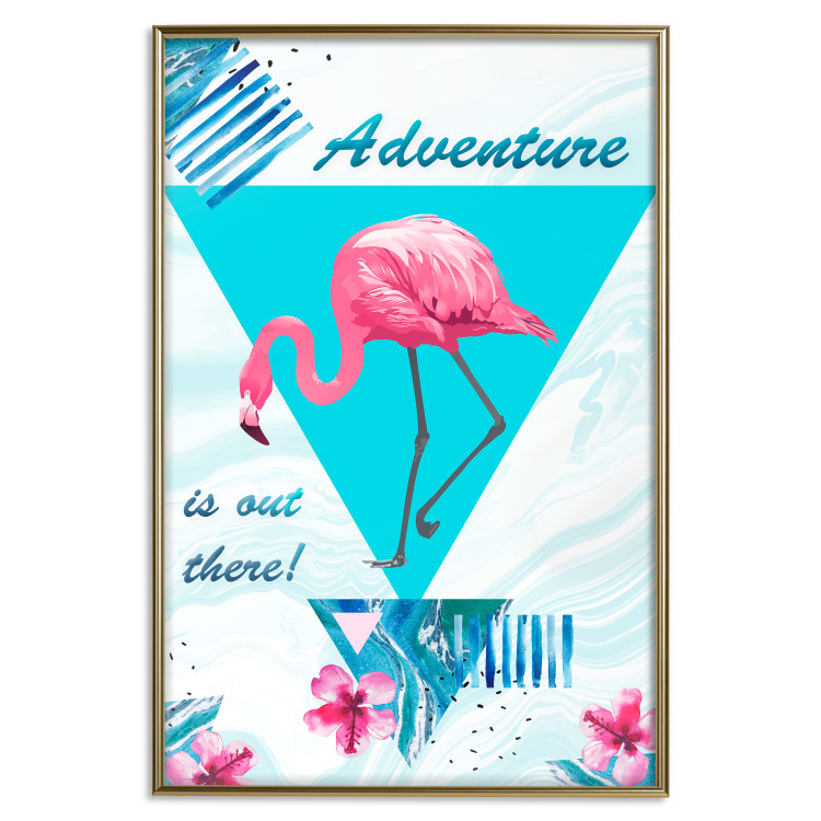 Wall Poster Adventure is out there! - geometric abstraction with a pink bird 114440 additionalImage 20