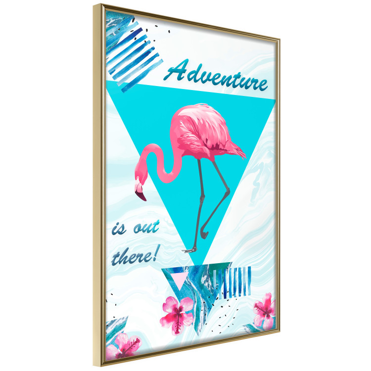 Wall Poster Adventure is out there! - geometric abstraction with a pink bird 114440 additionalImage 14