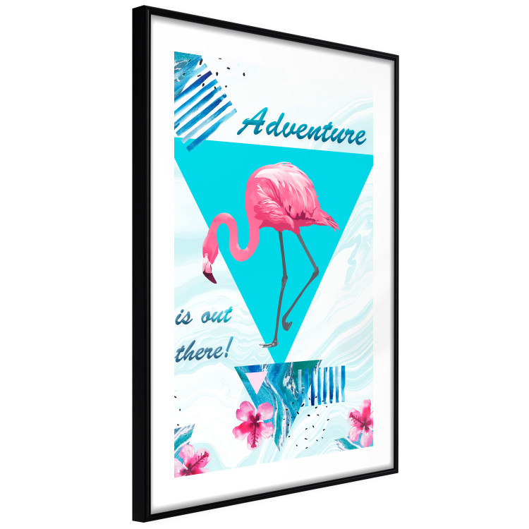 Wall Poster Adventure is out there! - geometric abstraction with a pink bird 114440 additionalImage 11