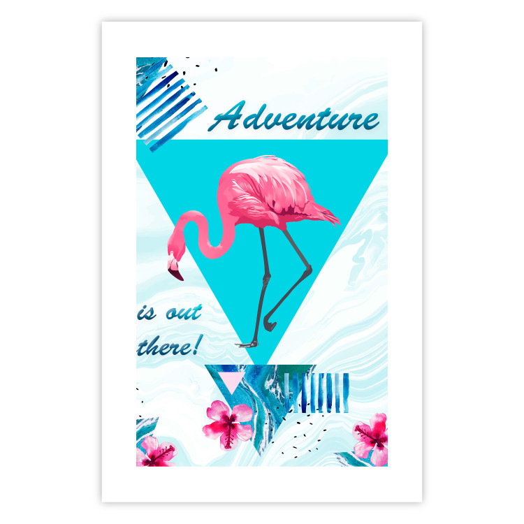Wall Poster Adventure is out there! - geometric abstraction with a pink bird 114440 additionalImage 25