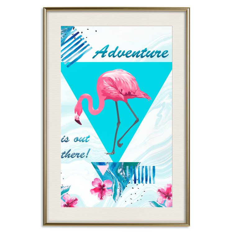 Wall Poster Adventure is out there! - geometric abstraction with a pink bird 114440 additionalImage 19