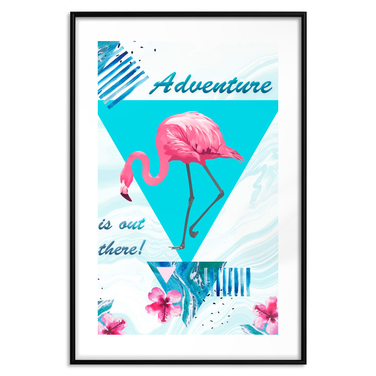 Wall Poster Adventure is out there! - geometric abstraction with a pink bird 114440 additionalImage 17