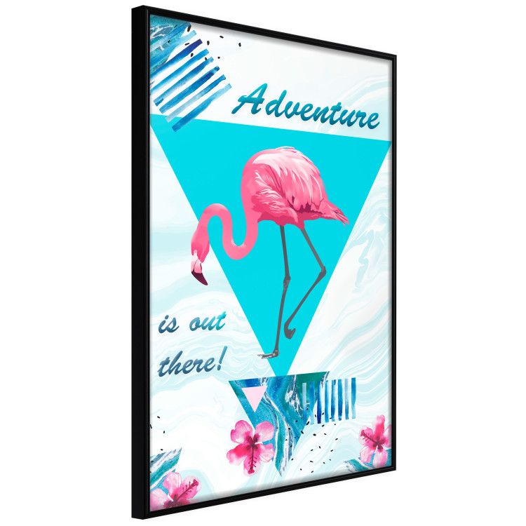 Wall Poster Adventure is out there! - geometric abstraction with a pink bird 114440 additionalImage 10