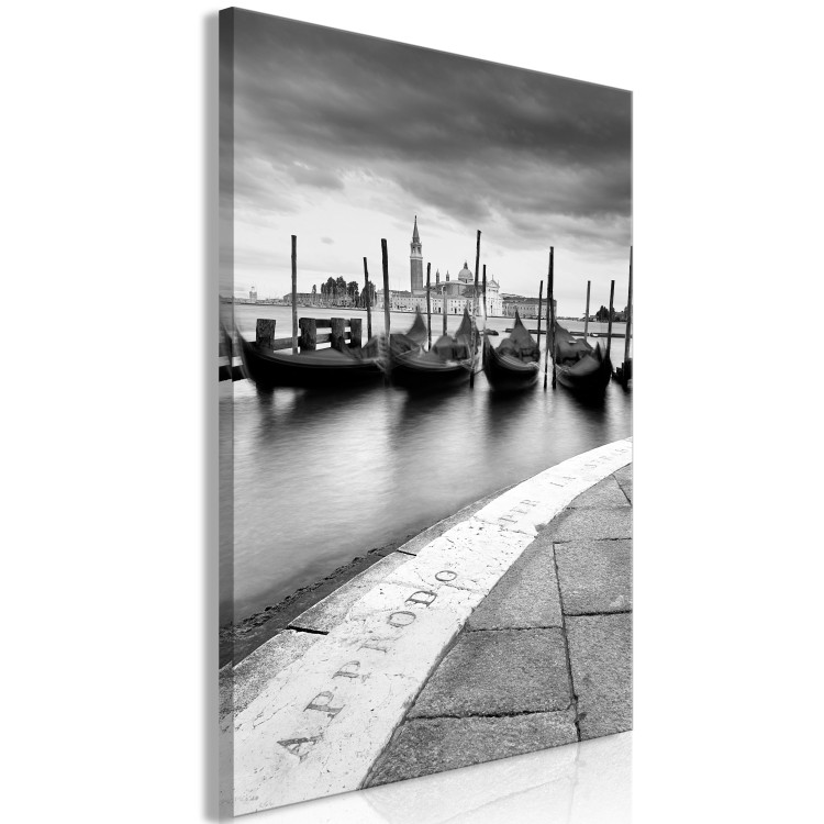 Canvas Art Print City by the Water (1-part) - Boats in Black and White Photograph 115140 additionalImage 2