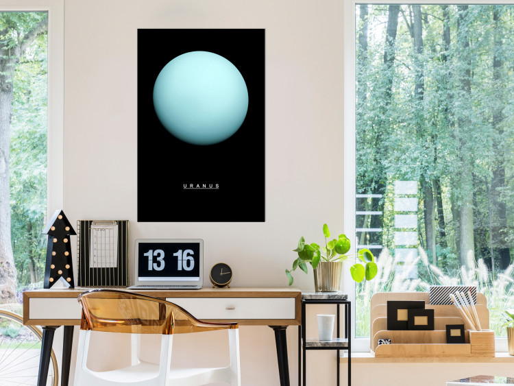 Poster Uranus - blue planet and English text against a dark space backdrop 116740 additionalImage 17