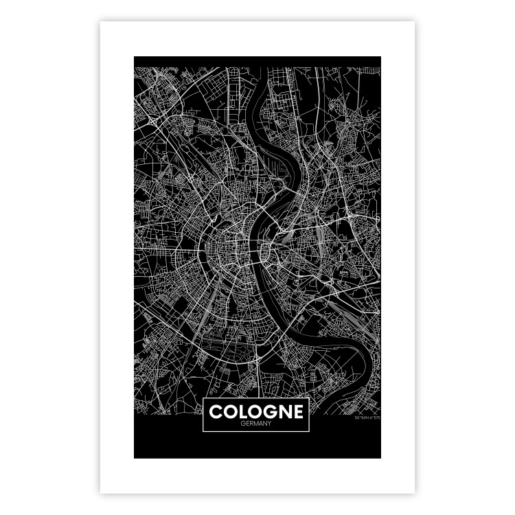 Wall Poster Dark Map of Cologne - black and white composition with English inscriptions 118140 additionalImage 19