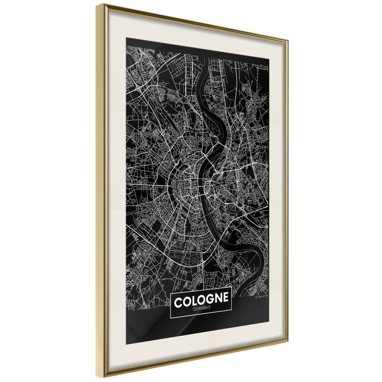 Wall Poster Dark Map of Cologne - black and white composition with English inscriptions 118140 additionalImage 6