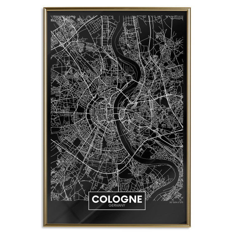 Wall Poster Dark Map of Cologne - black and white composition with English inscriptions 118140 additionalImage 20