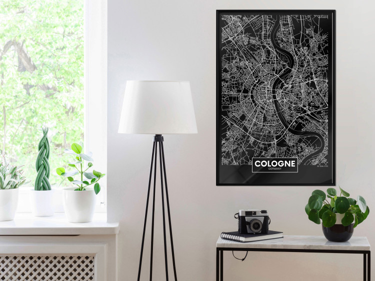 Wall Poster Dark Map of Cologne - black and white composition with English inscriptions 118140 additionalImage 7