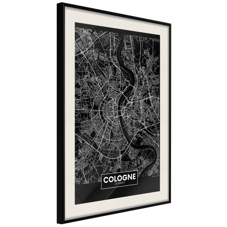 Wall Poster Dark Map of Cologne - black and white composition with English inscriptions 118140 additionalImage 14