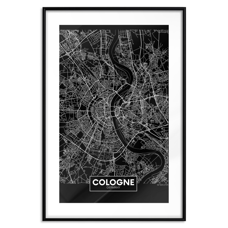 Wall Poster Dark Map of Cologne - black and white composition with English inscriptions 118140 additionalImage 15