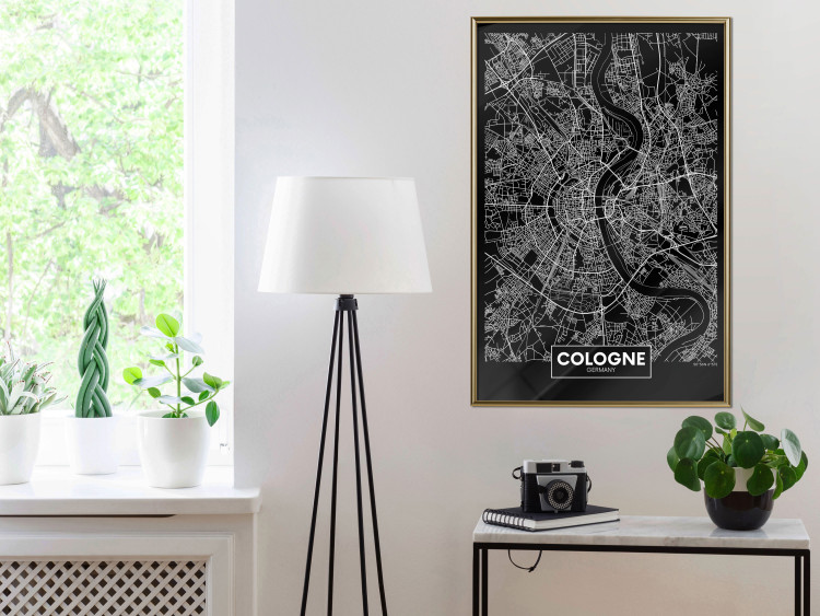 Wall Poster Dark Map of Cologne - black and white composition with English inscriptions 118140 additionalImage 8