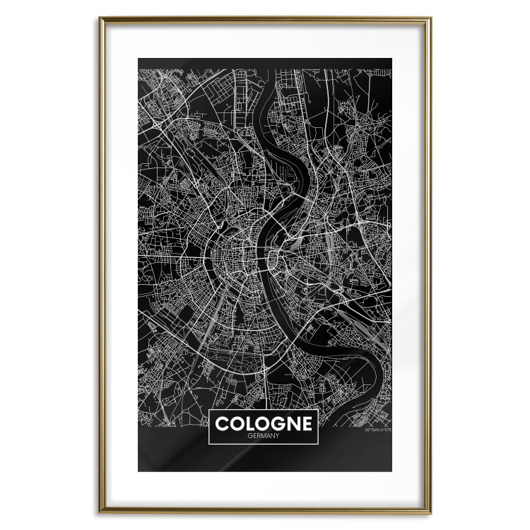 Wall Poster Dark Map of Cologne - black and white composition with English inscriptions 118140 additionalImage 14