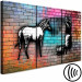 Canvas Zebra washing - street art graphics on an abstract, colorful brick 118540 additionalThumb 6