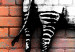 Canvas Zebra washing - street art graphics on an abstract, colorful brick 118540 additionalThumb 5
