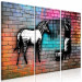 Canvas Zebra washing - street art graphics on an abstract, colorful brick 118540 additionalThumb 2