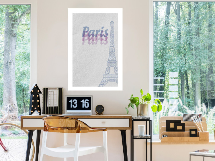 Wall Poster Paris in Watercolors - composition with the Eiffel Tower and English texts 118640 additionalImage 2