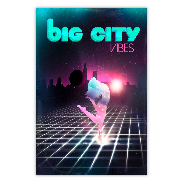 Poster Big City Vibes - blue and pink captions in fantasy motif 123640