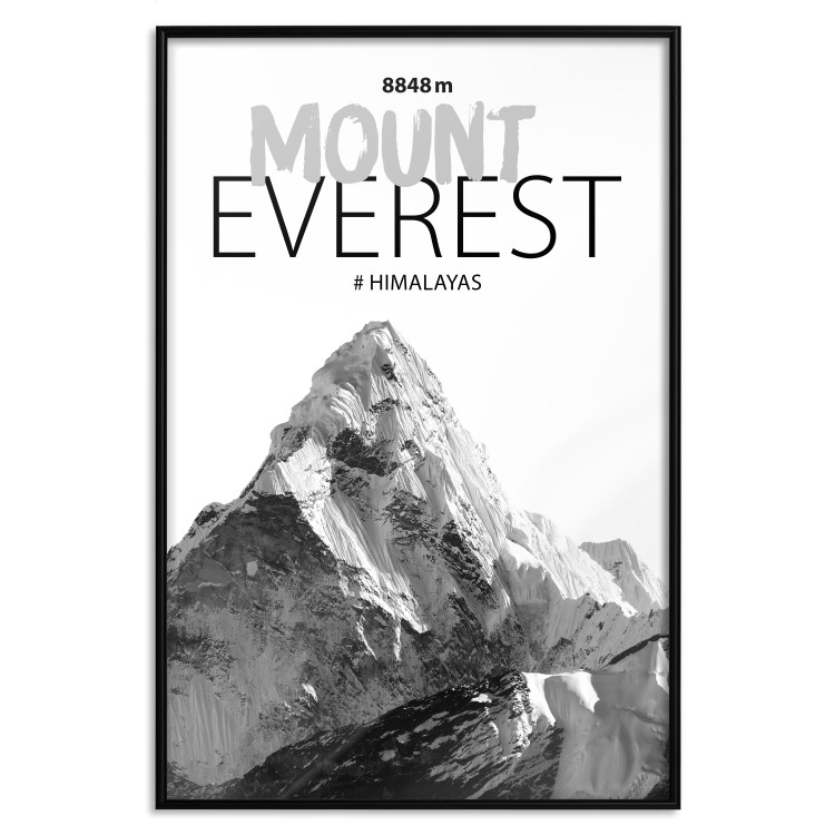 Wall Poster Mount Everest - black and white mountain landscape with English captions 123740 additionalImage 18