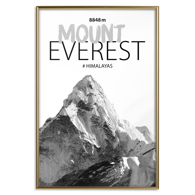 Wall Poster Mount Everest - black and white mountain landscape with English captions 123740 additionalImage 16