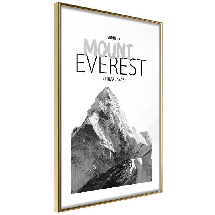 Wall Poster Mount Everest - black and white mountain landscape with English captions 123740 additionalImage 6