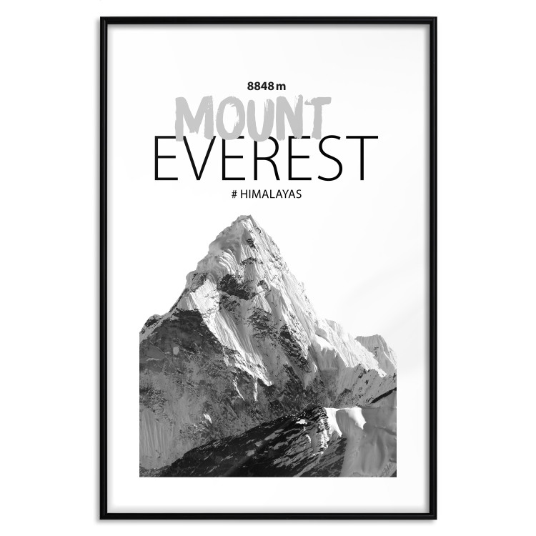 Wall Poster Mount Everest - black and white mountain landscape with English captions 123740 additionalImage 15