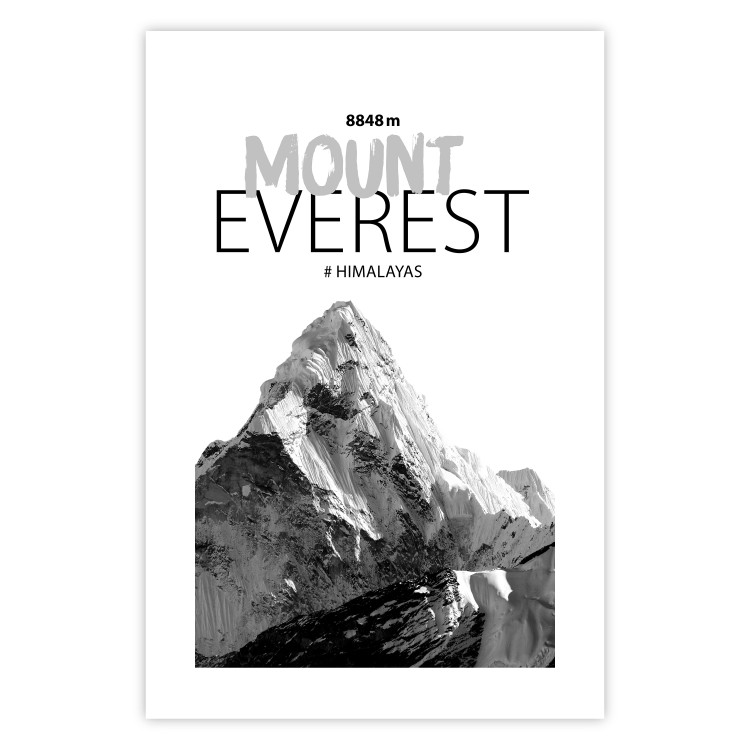 Wall Poster Mount Everest - black and white mountain landscape with English captions 123740 additionalImage 19