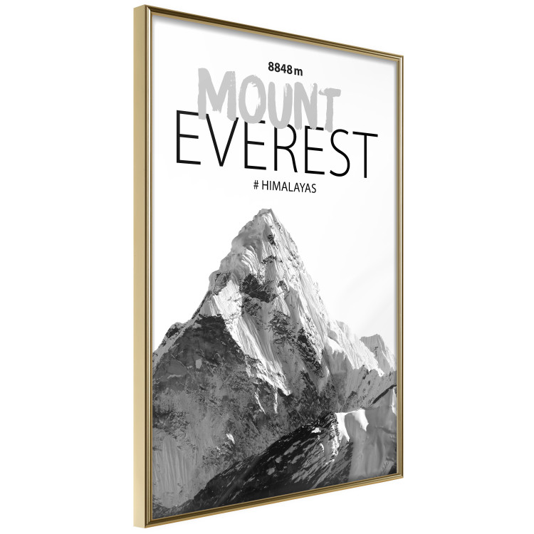 Wall Poster Mount Everest - black and white mountain landscape with English captions 123740 additionalImage 12