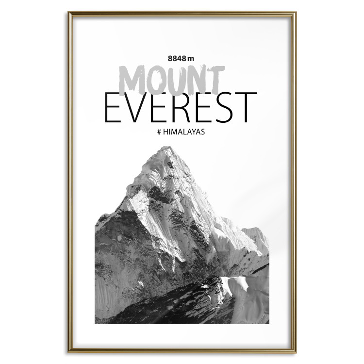 Wall Poster Mount Everest - black and white mountain landscape with English captions 123740 additionalImage 14