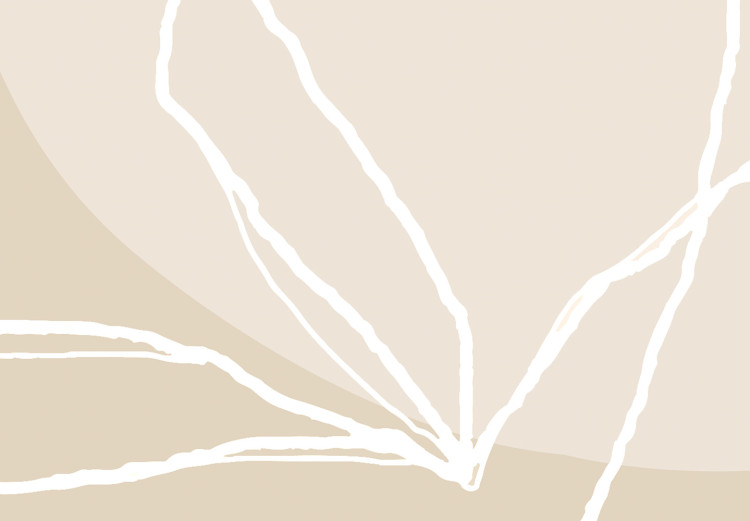 Canvas Print White twig with leaves - modern abstraction on a beige background 125640 additionalImage 5