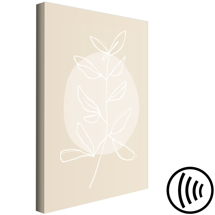 Canvas Print White twig with leaves - modern abstraction on a beige background 125640 additionalImage 6