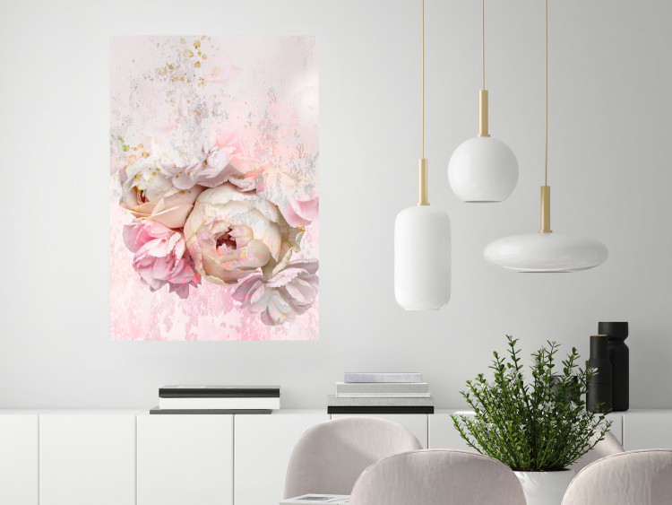 Wall Poster Melancholic Rose - bouquet of spring flowers in light pink composition 127840 additionalImage 2