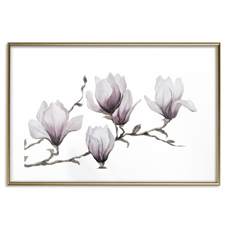 Wall Poster Painted Magnolias - composition of plants with white flowers on a light background 128640 additionalImage 14
