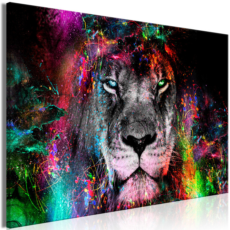 Canvas Sun of Africa (1-part) wide - abstract colorful lion motif 129540 additionalImage 2