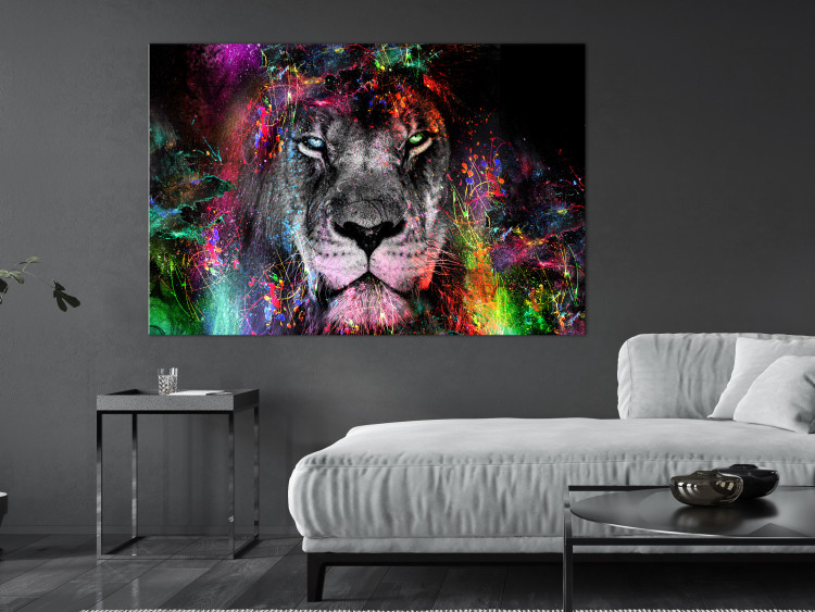 Canvas Sun of Africa (1-part) wide - abstract colorful lion motif 129540 additionalImage 3